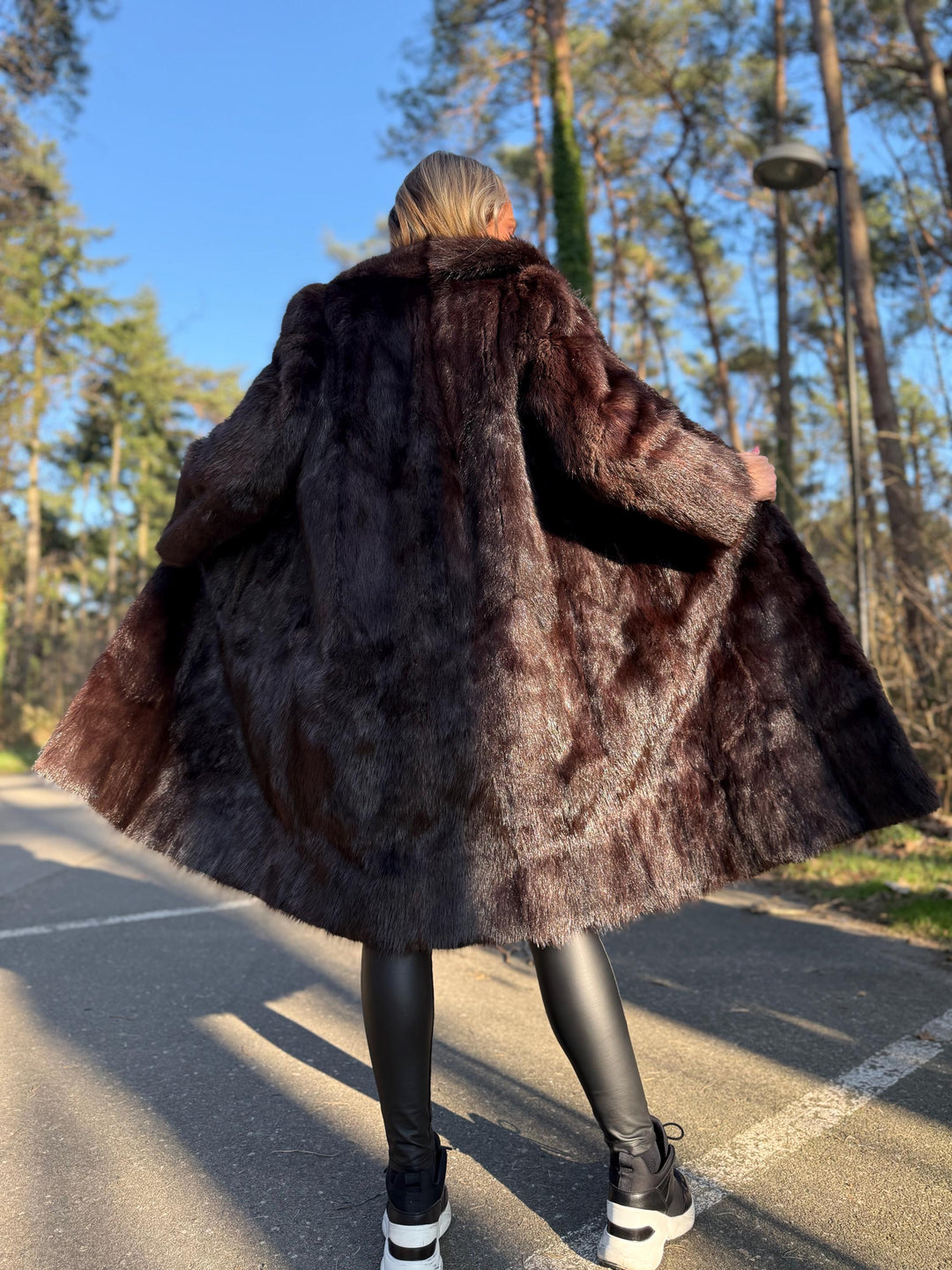 Beaver Fur Coat, Medium Size, Natural Brown Color with Shiny Finish, Thick and Luxurious Beaver Fur, Long Elegant Fur Coat, Real Beaver Fur