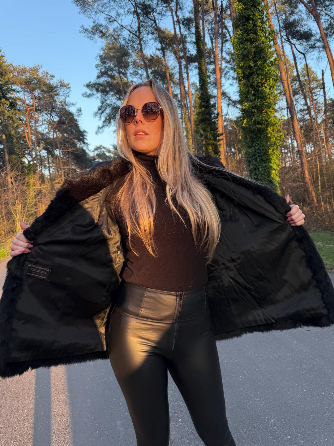 Black Rabbit Fur Jacket in Medium Size, Shiny Reflection, High Quality Fur, Soft and Stylish, Elegant and Warm Fur Jacket, Black Rabbit Fur