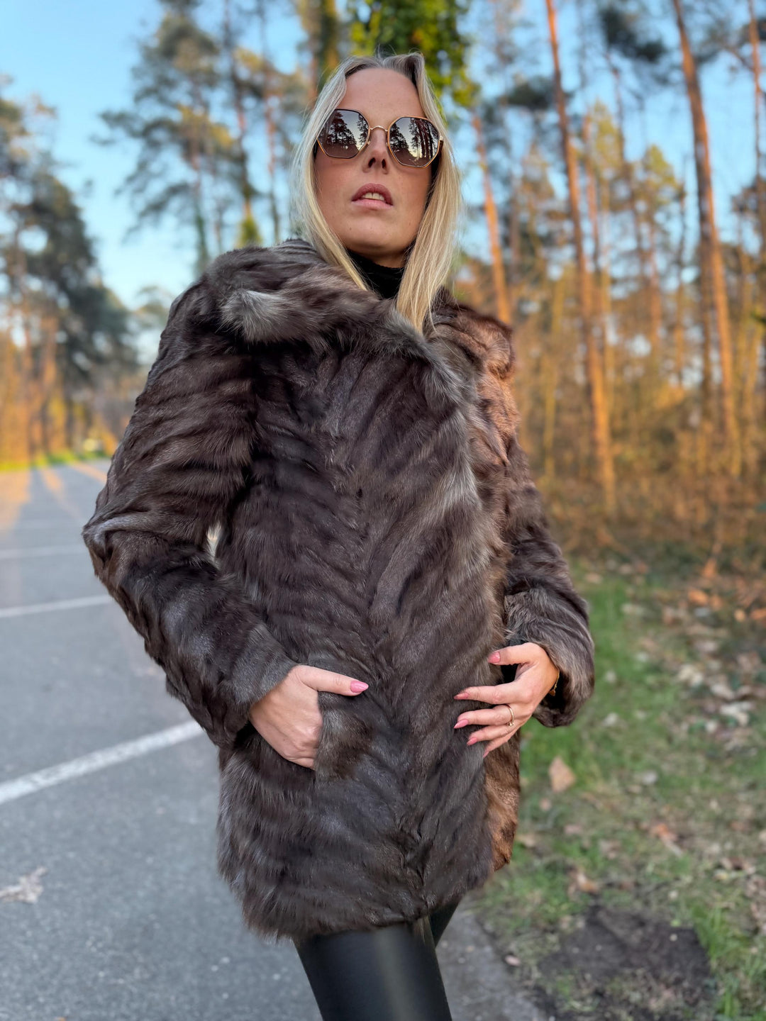 Grey Fox Fur Jacket Made of Fox Paw Fur, Medium Size, Rare Find, Eye-Catching, Soft and Thick Grey Fox Fur, Unique Design, Luxury Fur Jacket