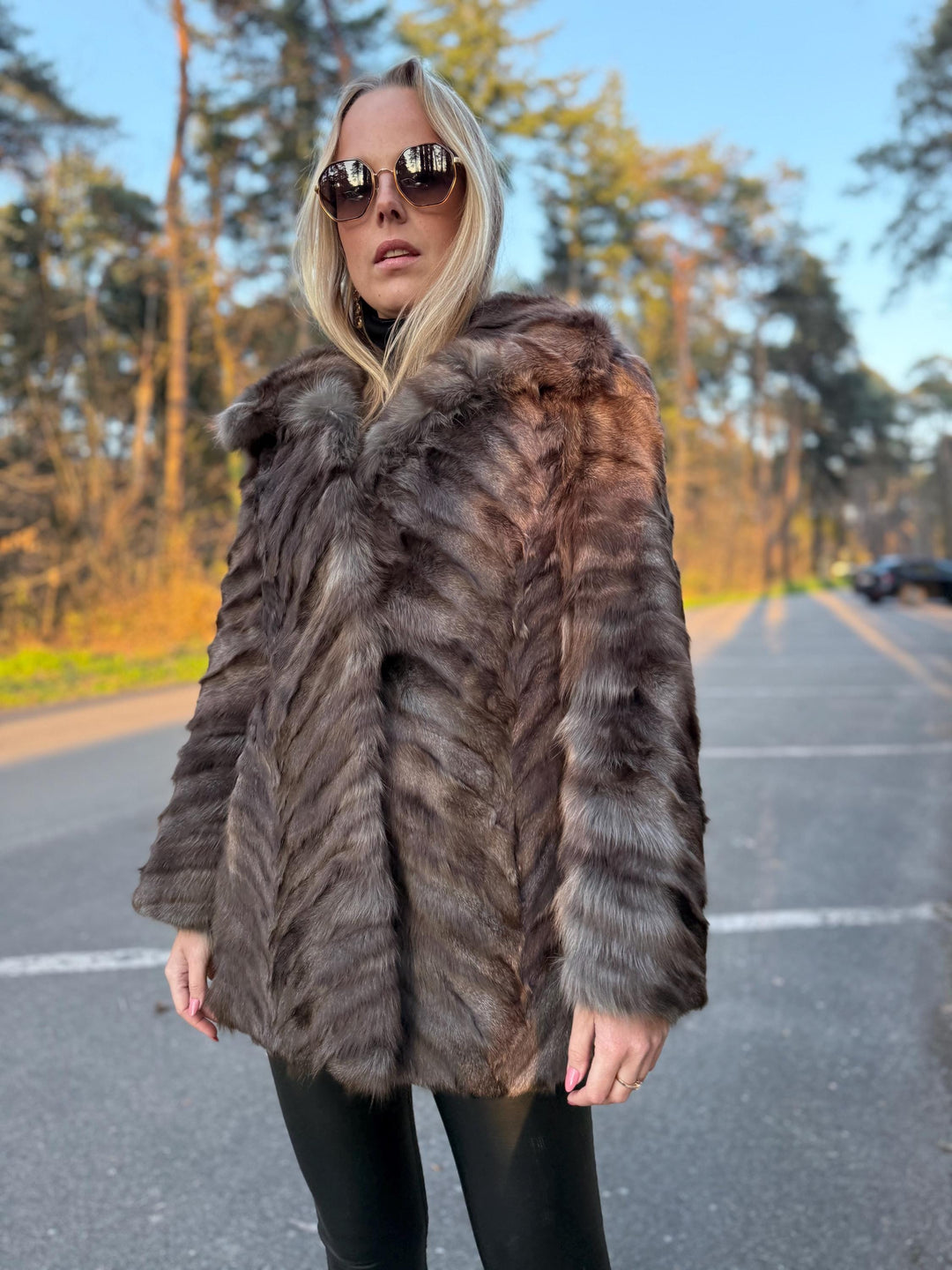 Grey Fox Fur Jacket Made of Fox Paw Fur, Medium Size, Rare Find, Eye-Catching, Soft and Thick Grey Fox Fur, Unique Design, Luxury Fur Jacket