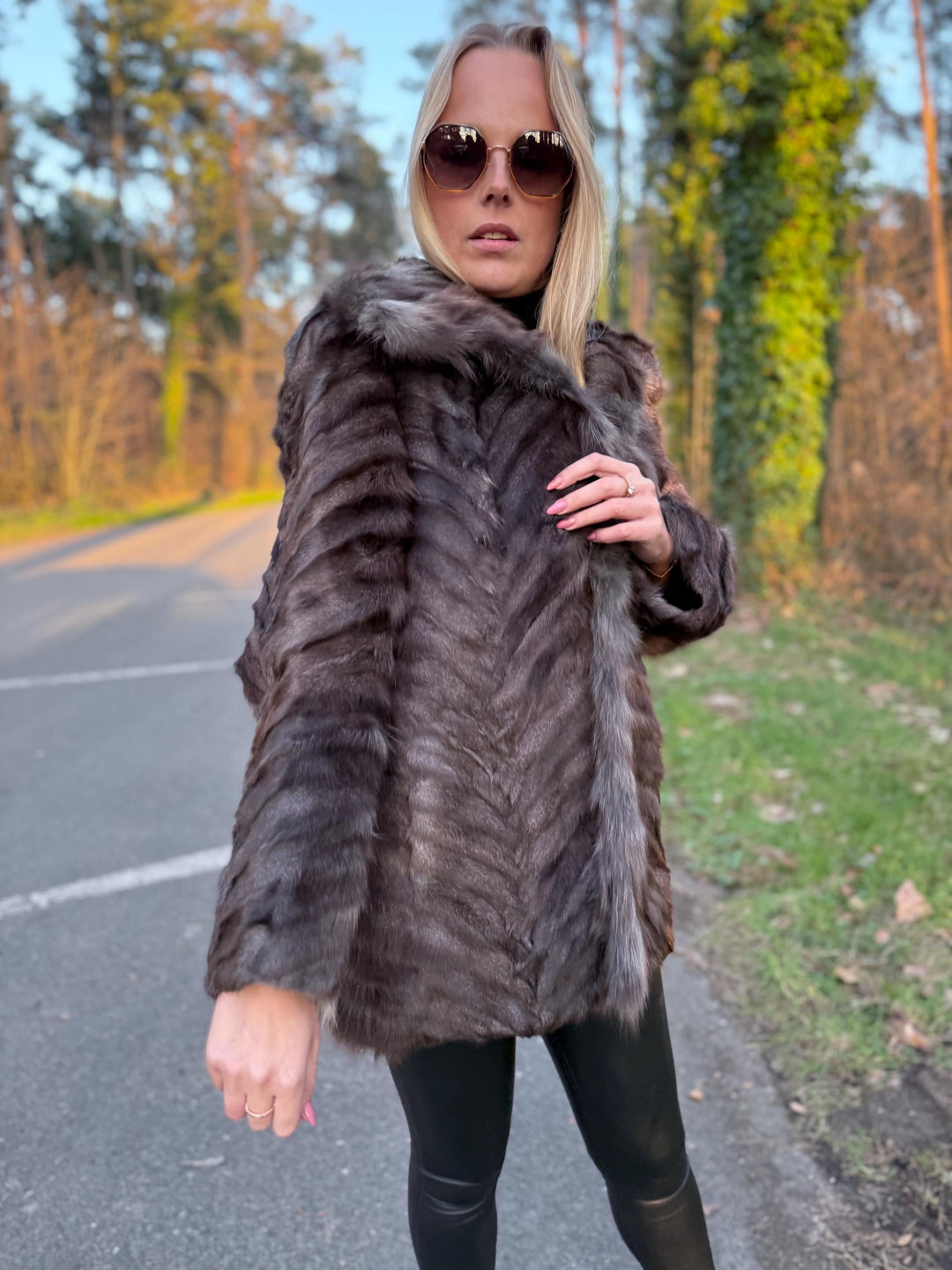 Grey Fox Fur Jacket Made of Fox Paw Fur, Medium Size, Rare Find, Eye-Catching, Soft and Thick Grey Fox Fur, Unique Design, Luxury Fur Jacket