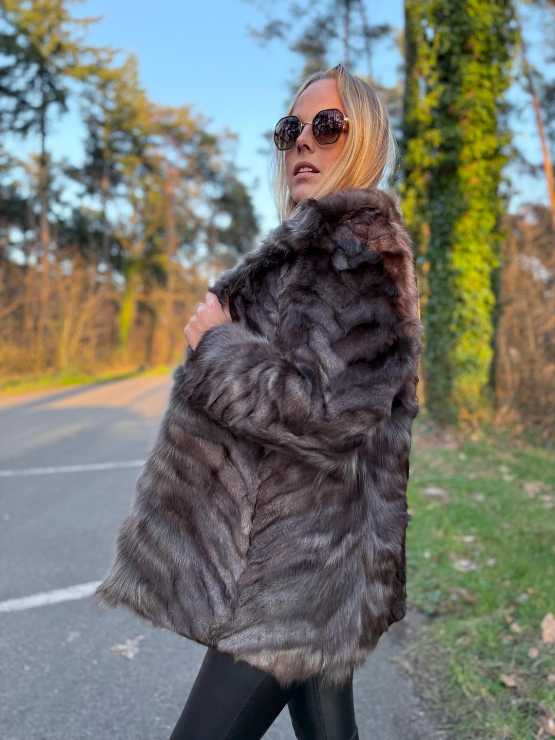 Grey Fox Fur Jacket Made of Fox Paw Fur, Medium Size, Rare Find, Eye-Catching, Soft and Thick Grey Fox Fur, Unique Design, Luxury Fur Jacket