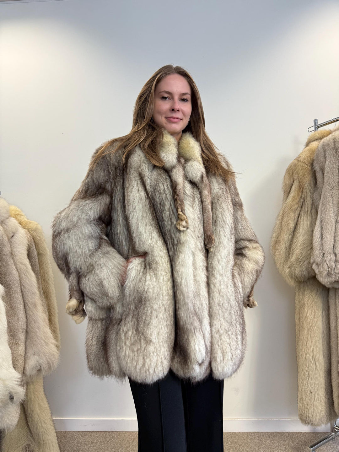 Fox Fur Coat, Blue Fox Fur Coat, L/XL Size, Women's Fur Coat, Real Fox Fur Coat, White Fox Fur Coat, Vintage Fur Coat, Real Fur, Nordic Fox