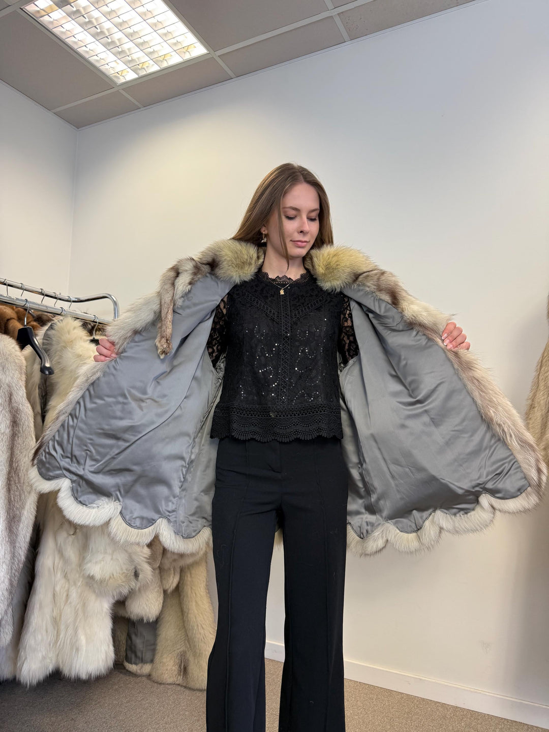 Fox Fur Coat, Blue Fox Fur Coat, L/XL Size, Women's Fur Coat, Real Fox Fur Coat, White Fox Fur Coat, Vintage Fur Coat, Real Fur, Nordic Fox
