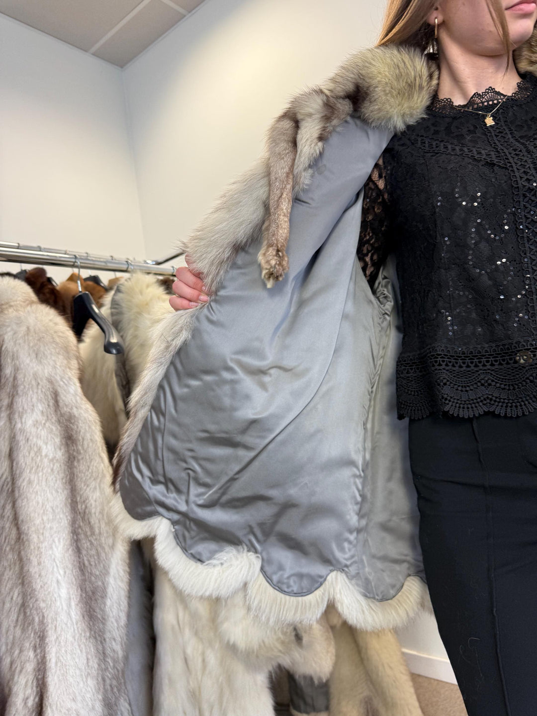 Fox Fur Coat, Blue Fox Fur Coat, L/XL Size, Women's Fur Coat, Real Fox Fur Coat, White Fox Fur Coat, Vintage Fur Coat, Real Fur, Nordic Fox