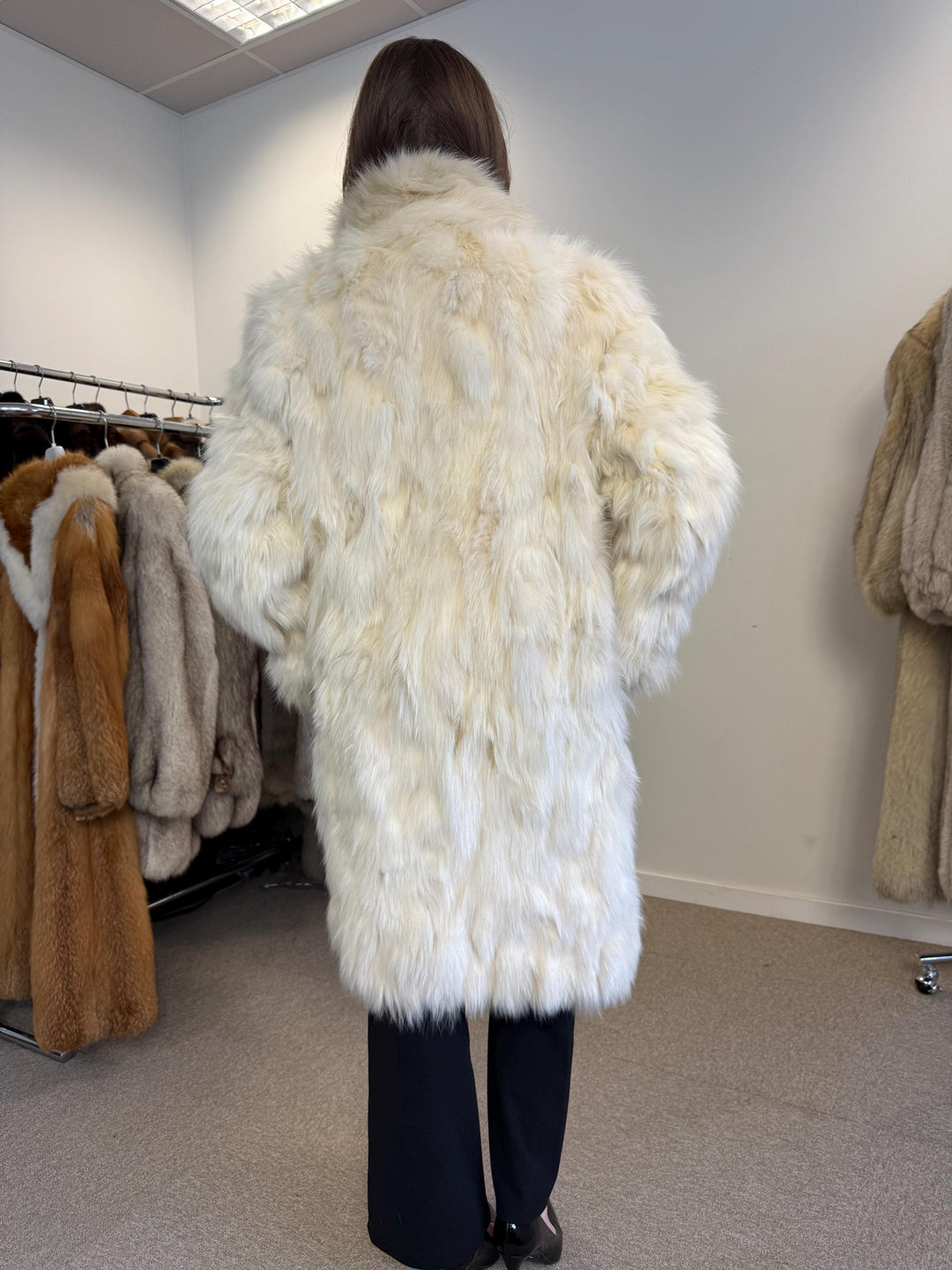 White Arctic Fox Fur Coat, Large Size, Double Sided Fur Coat, Real Fur Coat, Women's Fur Coat, Vintage Fur Coat, Real Fox Fur, Long Fur Coat