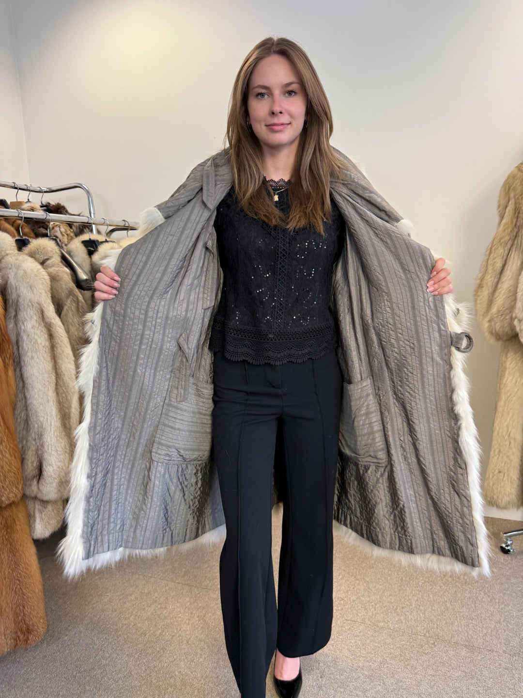 White Arctic Fox Fur Coat, Large Size, Double Sided Fur Coat, Real Fur Coat, Women's Fur Coat, Vintage Fur Coat, Real Fox Fur, Long Fur Coat