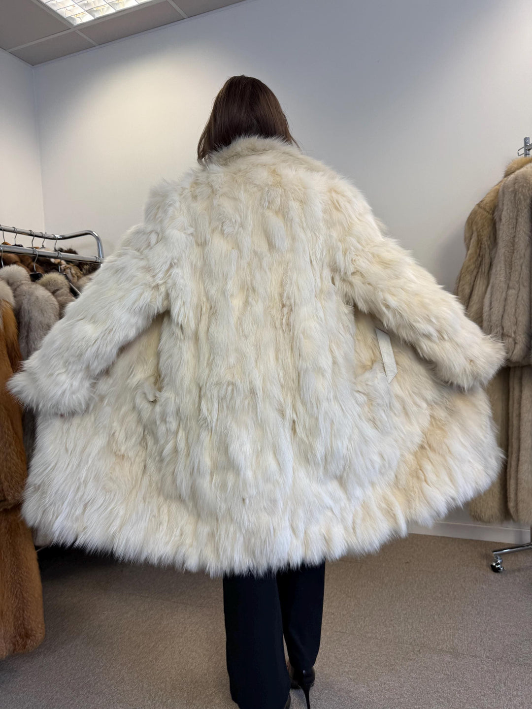 White Arctic Fox Fur Coat, Large Size, Double Sided Fur Coat, Real Fur Coat, Women's Fur Coat, Vintage Fur Coat, Real Fox Fur, Long Fur Coat