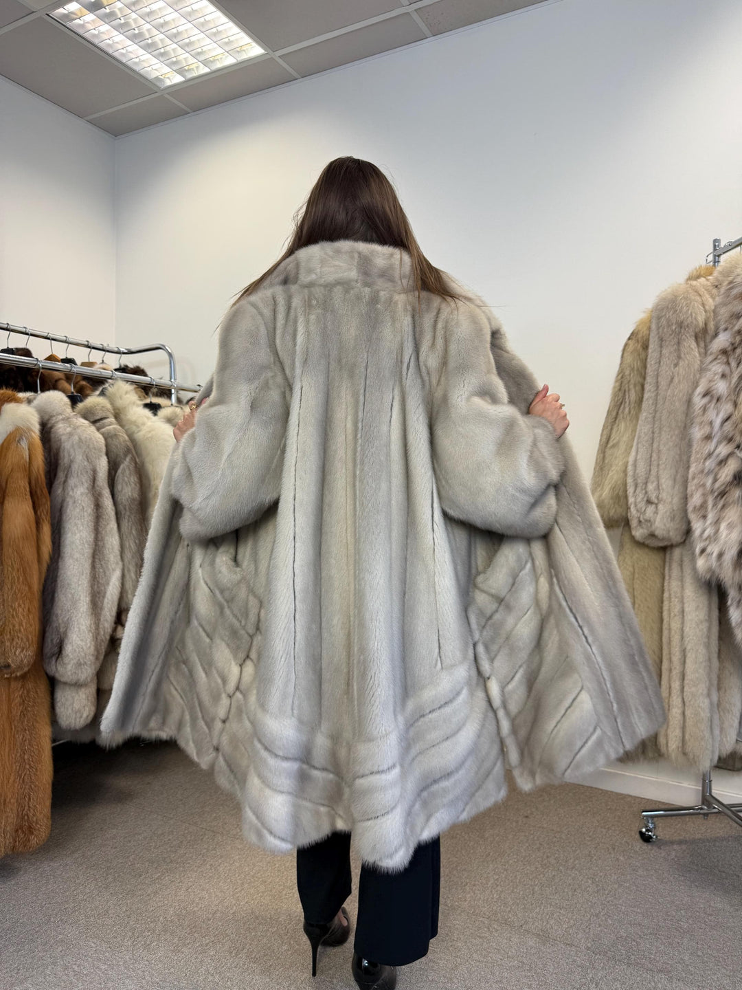 Swinger Grey Mink Coat, One Size, Fur Coat, Mink Fur Coat, Mink Coat, Vintage Fur Coat, Grey Fur Coat, Women's Fur Coat, Real Mink Fur Coat