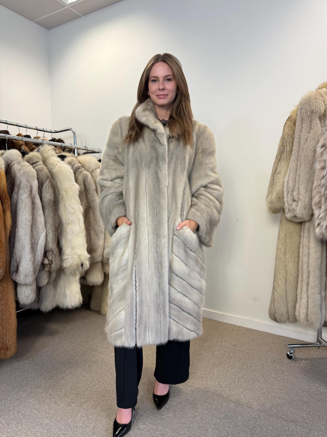 Swinger Grey Mink Coat, One Size, Fur Coat, Mink Fur Coat, Mink Coat, Vintage Fur Coat, Grey Fur Coat, Women's Fur Coat, Real Mink Fur Coat