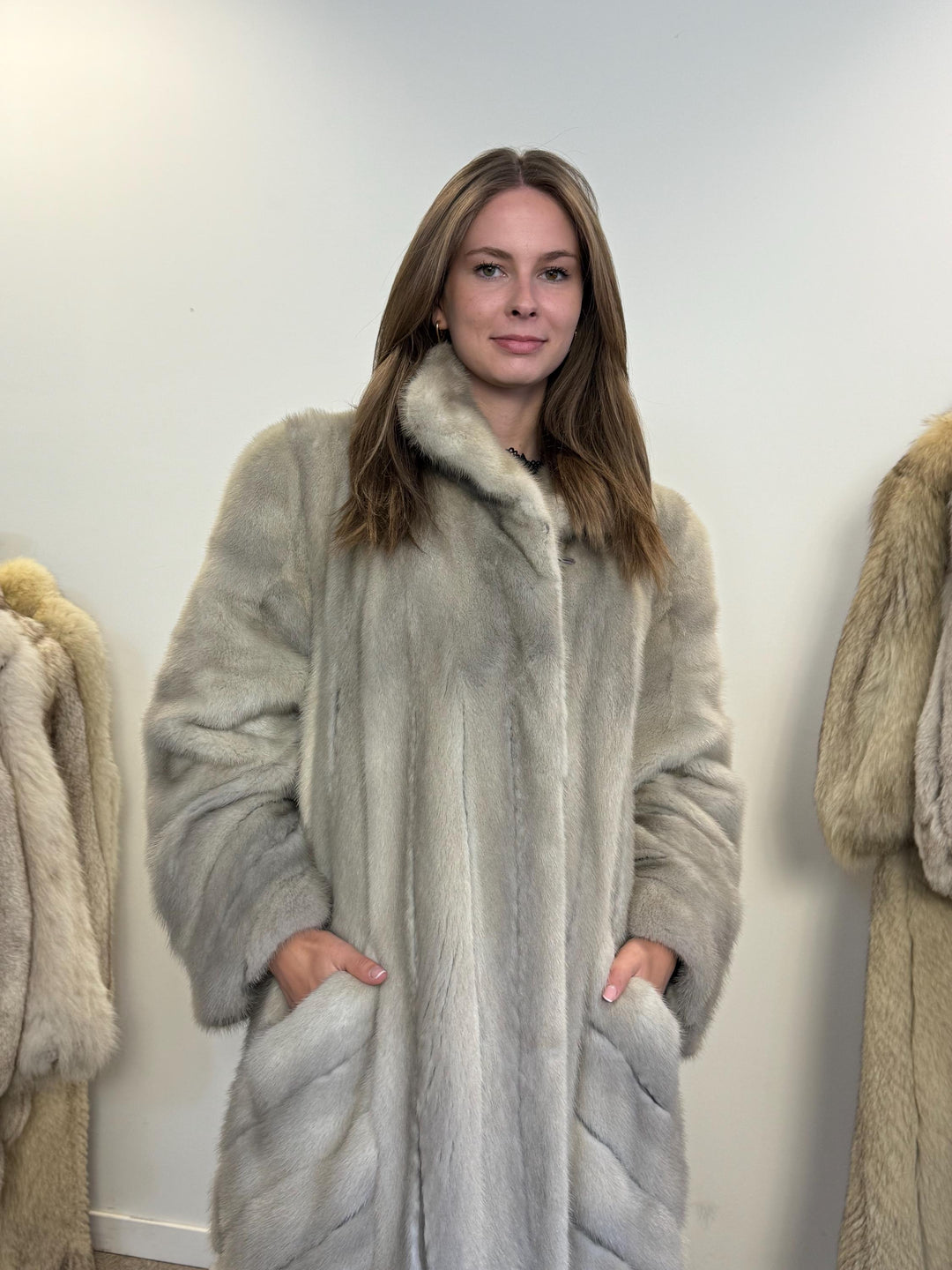 Swinger Grey Mink Coat, One Size, Fur Coat, Mink Fur Coat, Mink Coat, Vintage Fur Coat, Grey Fur Coat, Women's Fur Coat, Real Mink Fur Coat