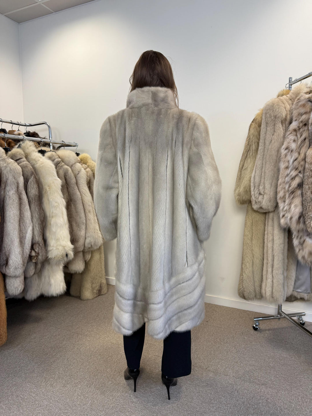 Swinger Grey Mink Coat, One Size, Fur Coat, Mink Fur Coat, Mink Coat, Vintage Fur Coat, Grey Fur Coat, Women's Fur Coat, Real Mink Fur Coat