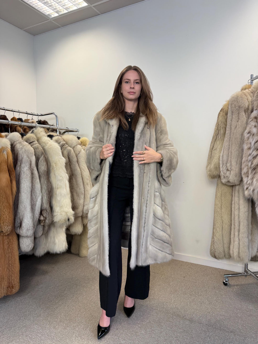 Swinger Grey Mink Coat, One Size, Fur Coat, Mink Fur Coat, Mink Coat, Vintage Fur Coat, Grey Fur Coat, Women's Fur Coat, Real Mink Fur Coat