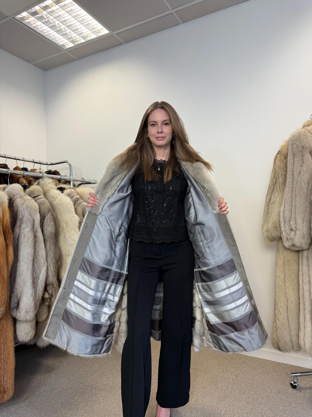 Swinger Grey Mink Coat, One Size, Fur Coat, Mink Fur Coat, Mink Coat, Vintage Fur Coat, Grey Fur Coat, Women's Fur Coat, Real Mink Fur Coat