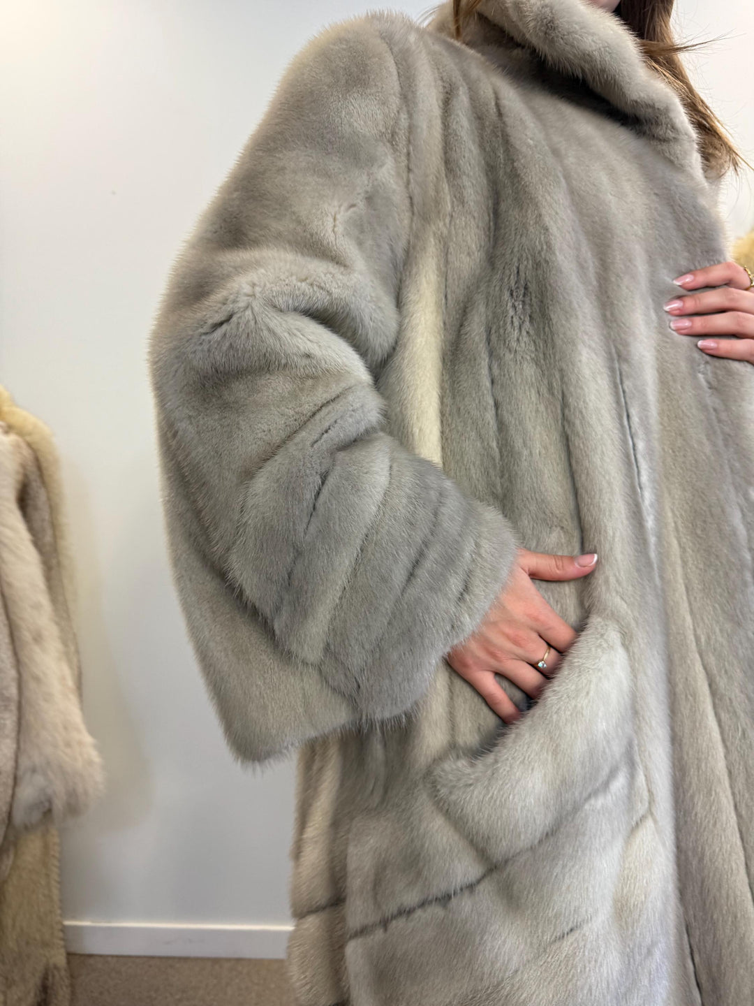 Swinger Grey Mink Coat, One Size, Fur Coat, Mink Fur Coat, Mink Coat, Vintage Fur Coat, Grey Fur Coat, Women's Fur Coat, Real Mink Fur Coat
