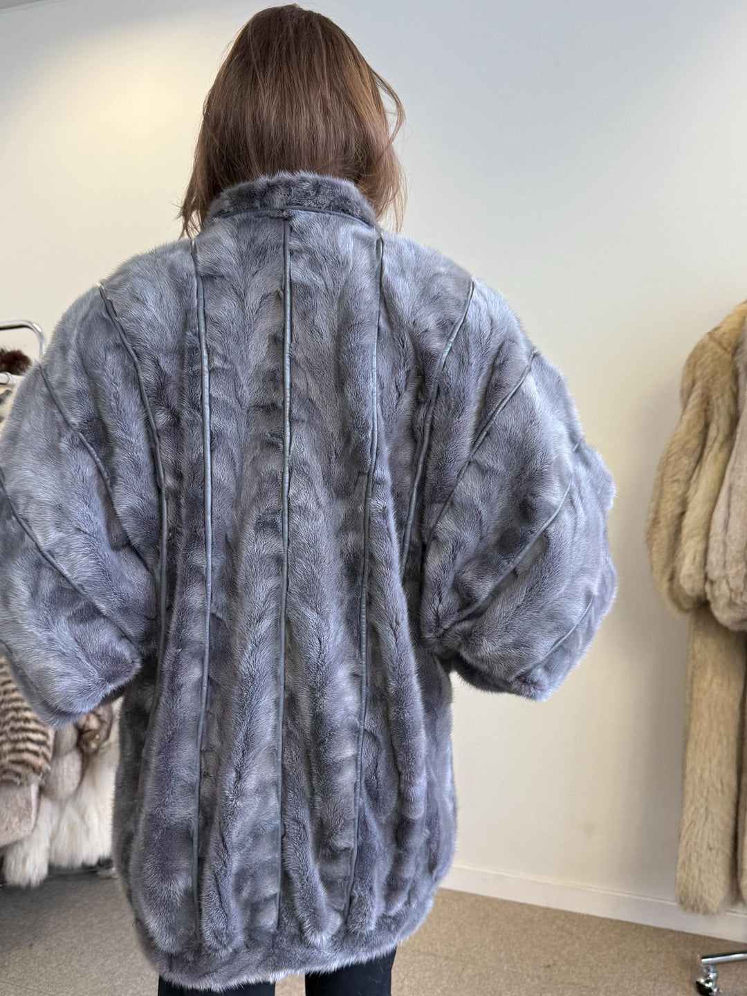 Mink Fur Jacket, M/L Size, Real Mink Fur, Vintage Fur Jacket, Real Fur Coat, Dyed Blue Mink, Wide Fur Jacket, Real Fur Jacket, Women's Coat
