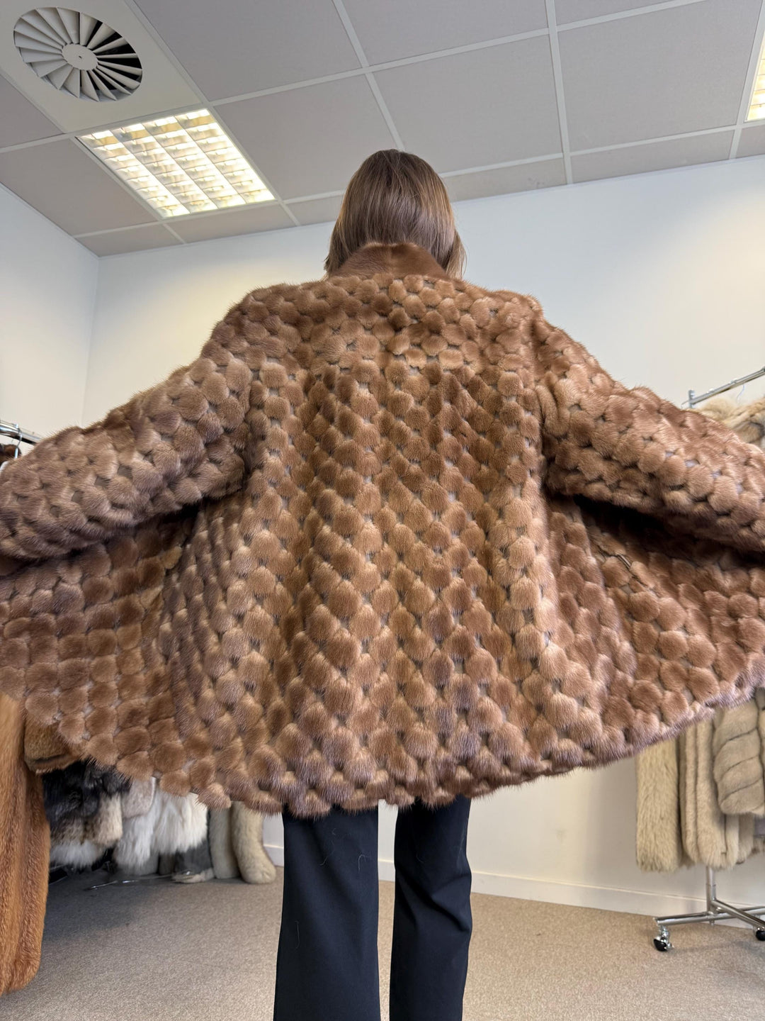 Mink and Leather Coat, XL Size, Fur Coat, Real Fur Coat, Brown Mink Coat, Vintage Fur Coat, Women's Fur Coat, Real Mink Coat, Mink Jacket