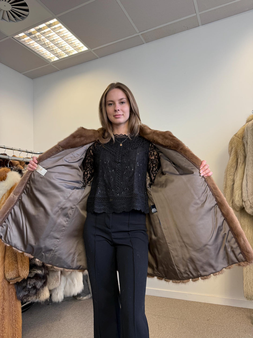 Mink and Leather Coat, XL Size, Fur Coat, Real Fur Coat, Brown Mink Coat, Vintage Fur Coat, Women's Fur Coat, Real Mink Coat, Mink Jacket