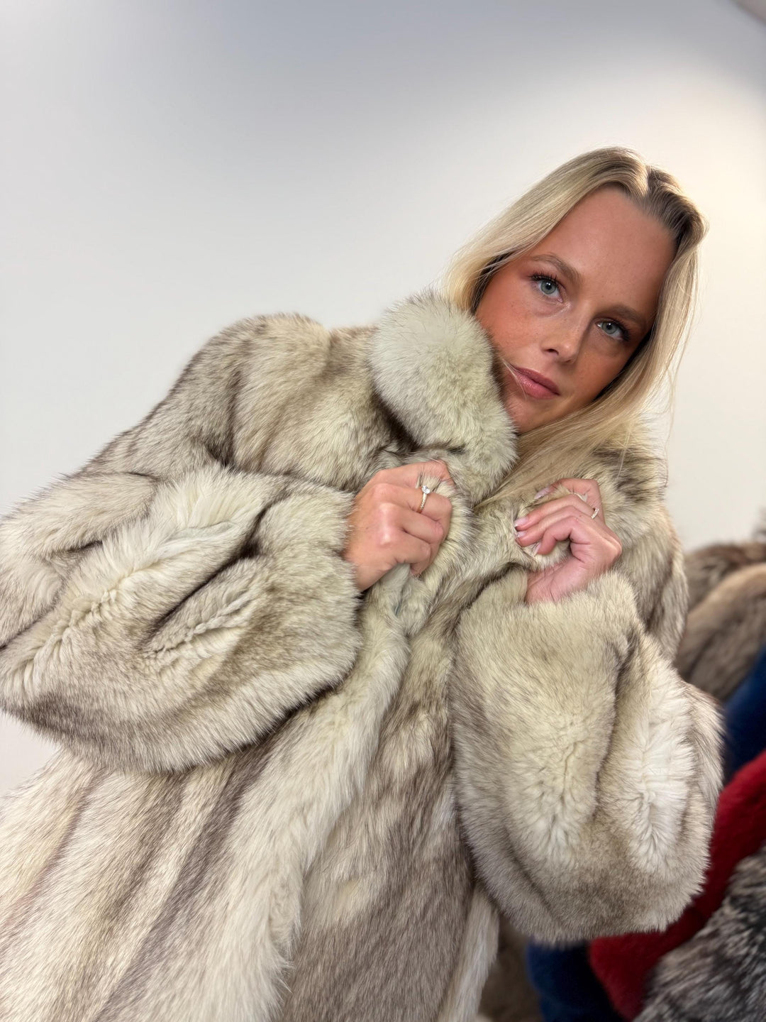 Nordic fox fur coat,  fox fur coat, real fur coat, real fox fur coat, fox coat women, large white nordic fox coat