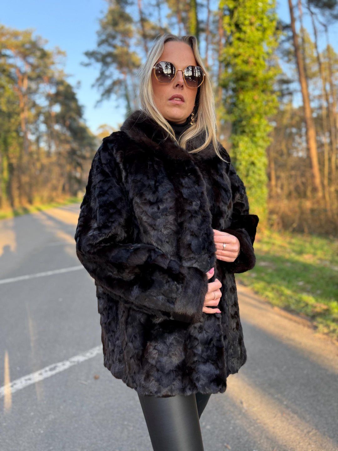 Designer Lining Mink Fur Jacket, M/L Size, Made of Mink Fur Pieces, Deep Dark Brown Color, Soft and Luxurious, Unique Style, Rare Find Coat