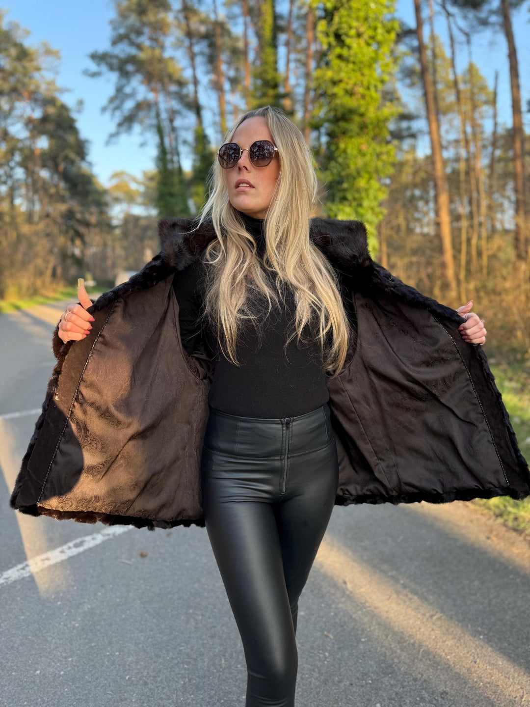 Designer Lining Mink Fur Jacket, M/L Size, Made of Mink Fur Pieces, Deep Dark Brown Color, Soft and Luxurious, Unique Style, Rare Find Coat