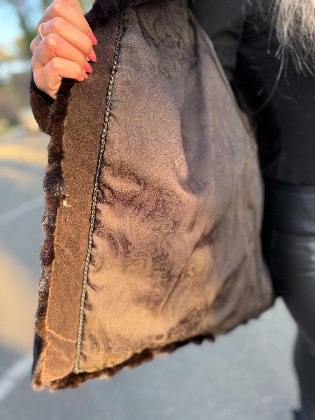 Designer Lining Mink Fur Jacket, M/L Size, Made of Mink Fur Pieces, Deep Dark Brown Color, Soft and Luxurious, Unique Style, Rare Find Coat