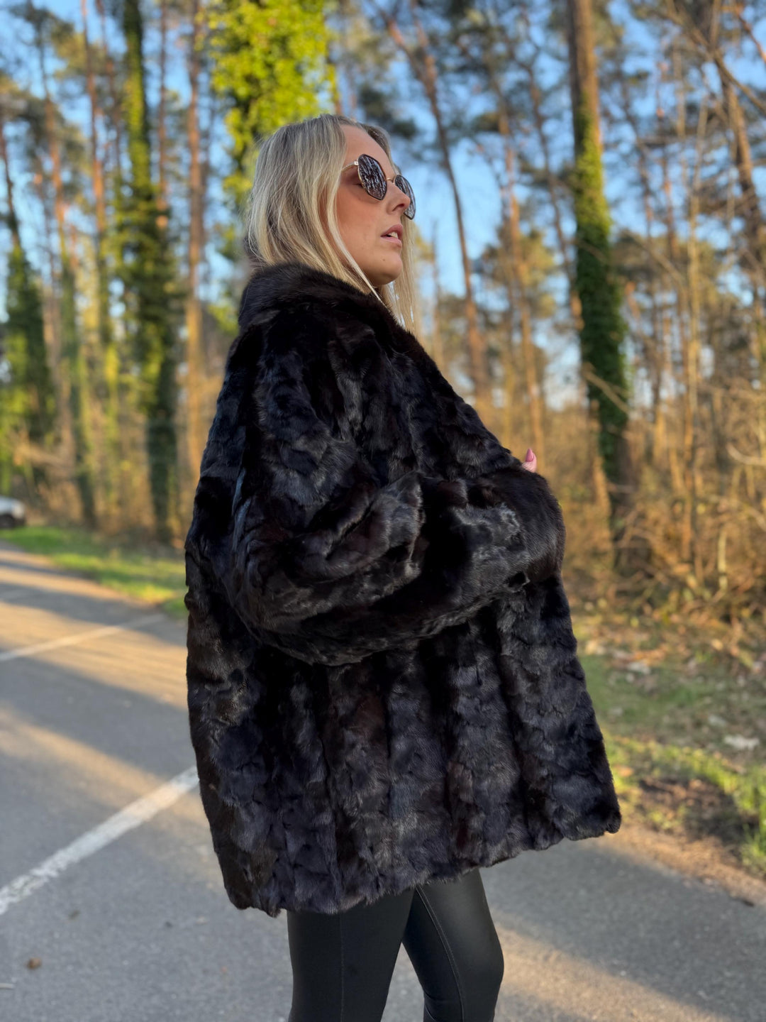 Designer Lining Mink Fur Jacket, M/L Size, Made of Mink Fur Pieces, Deep Dark Brown Color, Soft and Luxurious, Unique Style, Rare Find Coat