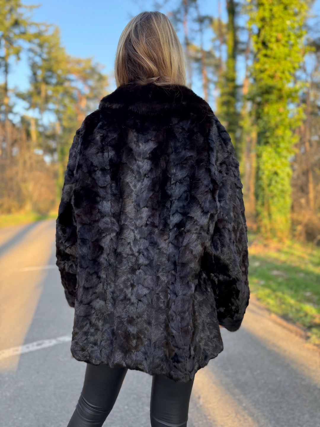 Designer Lining Mink Fur Jacket, M/L Size, Made of Mink Fur Pieces, Deep Dark Brown Color, Soft and Luxurious, Unique Style, Rare Find Coat