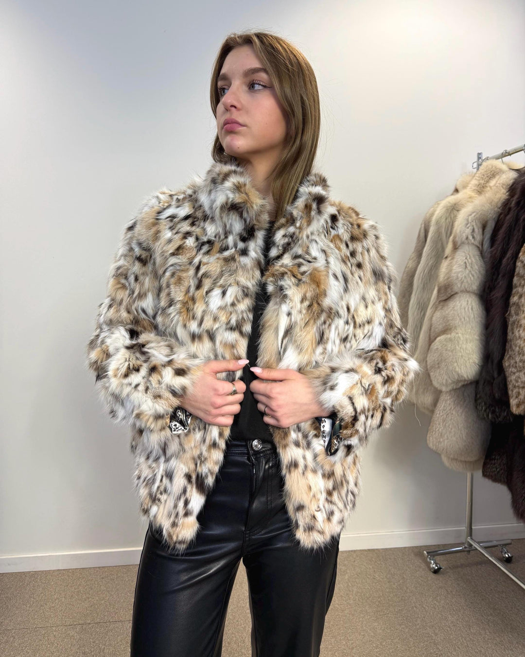 Soft lynx fur jacket, new medium lynx fur coat made of real lynx fur pieces in excellent condition, real fur, fur coat, lynx fur jacket m