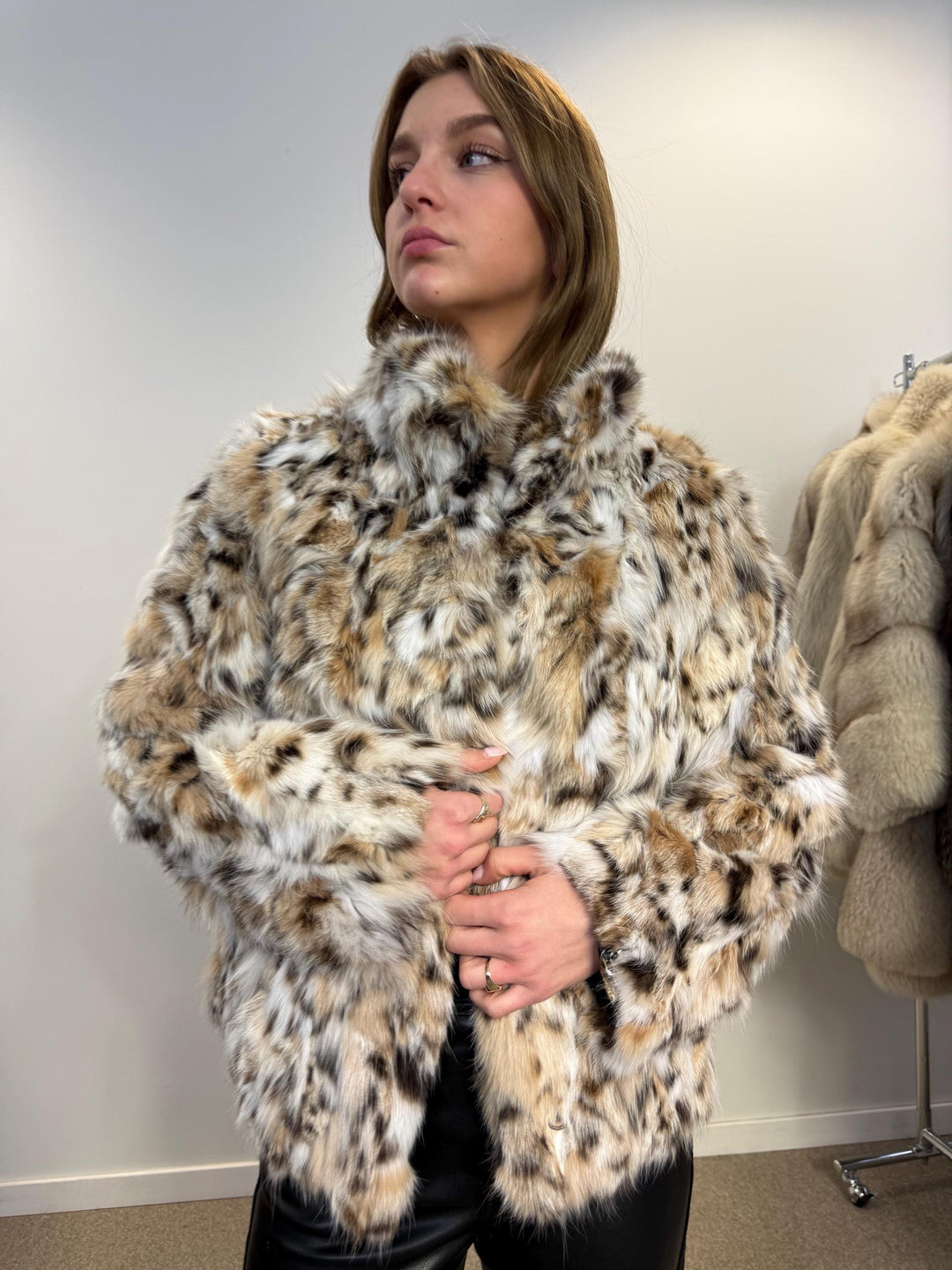 Soft lynx fur jacket, new medium lynx fur coat made of real lynx fur pieces in excellent condition, real fur, fur coat, lynx fur jacket m