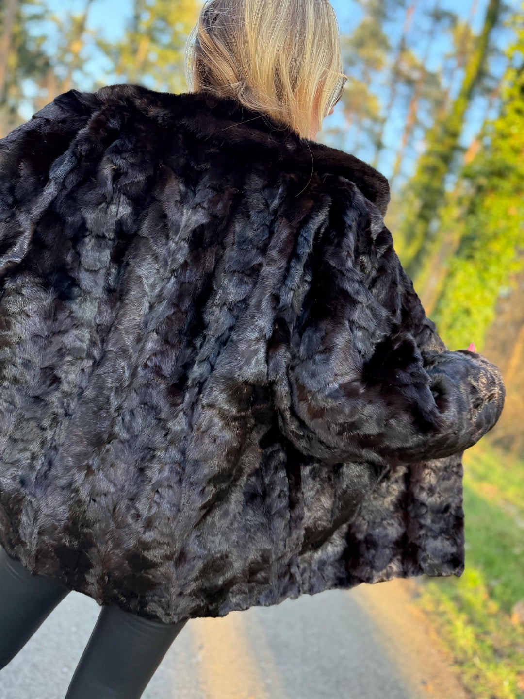 Designer Lining Mink Fur Jacket, M/L Size, Made of Mink Fur Pieces, Deep Dark Brown Color, Soft and Luxurious, Unique Style, Rare Find Coat