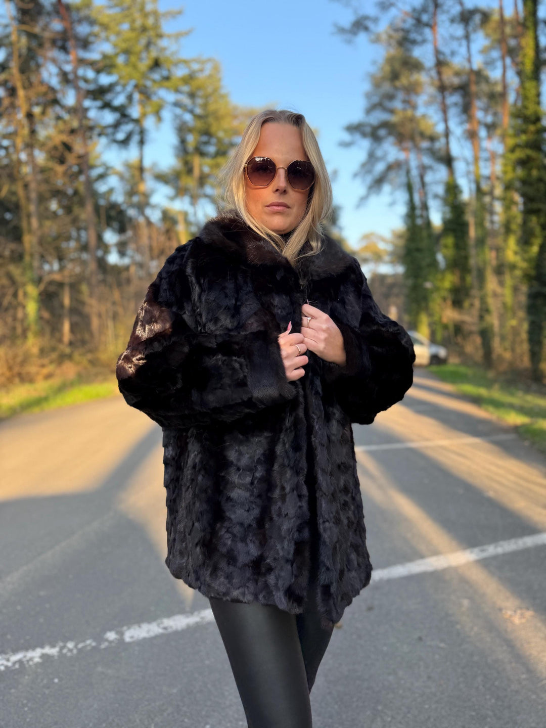 Designer Lining Mink Fur Jacket, M/L Size, Made of Mink Fur Pieces, Deep Dark Brown Color, Soft and Luxurious, Unique Style, Rare Find Coat