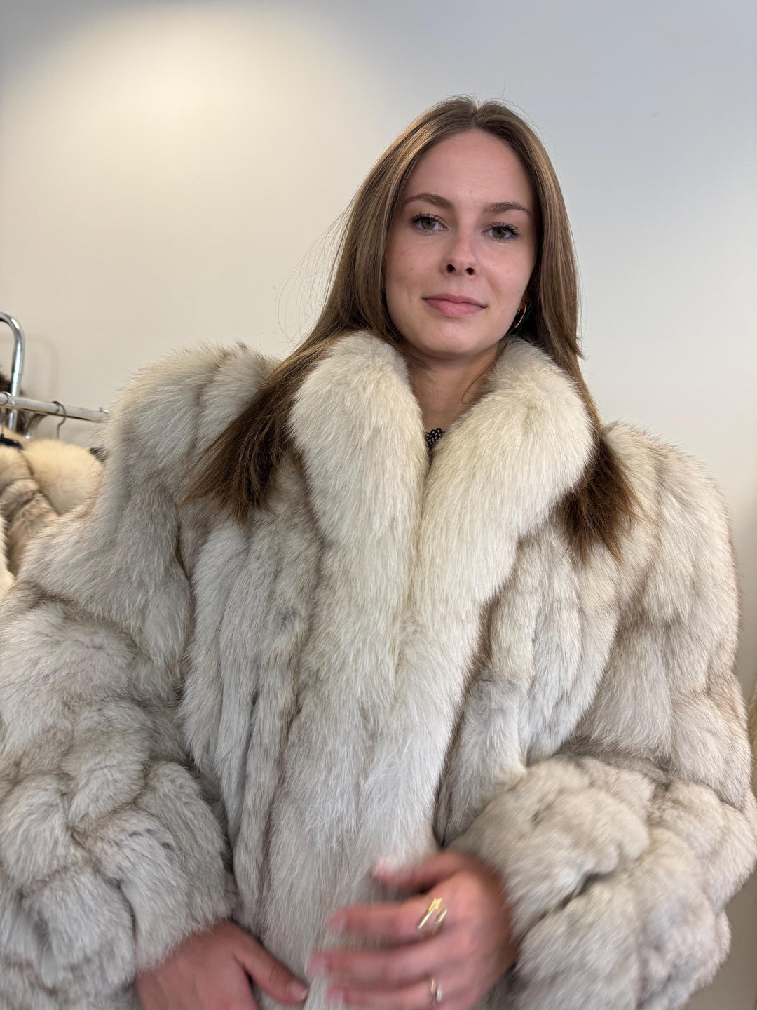 White Blue Fox Fur Coat, Saga Fox Fur Coat, Large Size, Long Fur Coat, Real Fox Fur Coat, White Fox Fur Coat, Vintage Fur Coat, Women's Coat