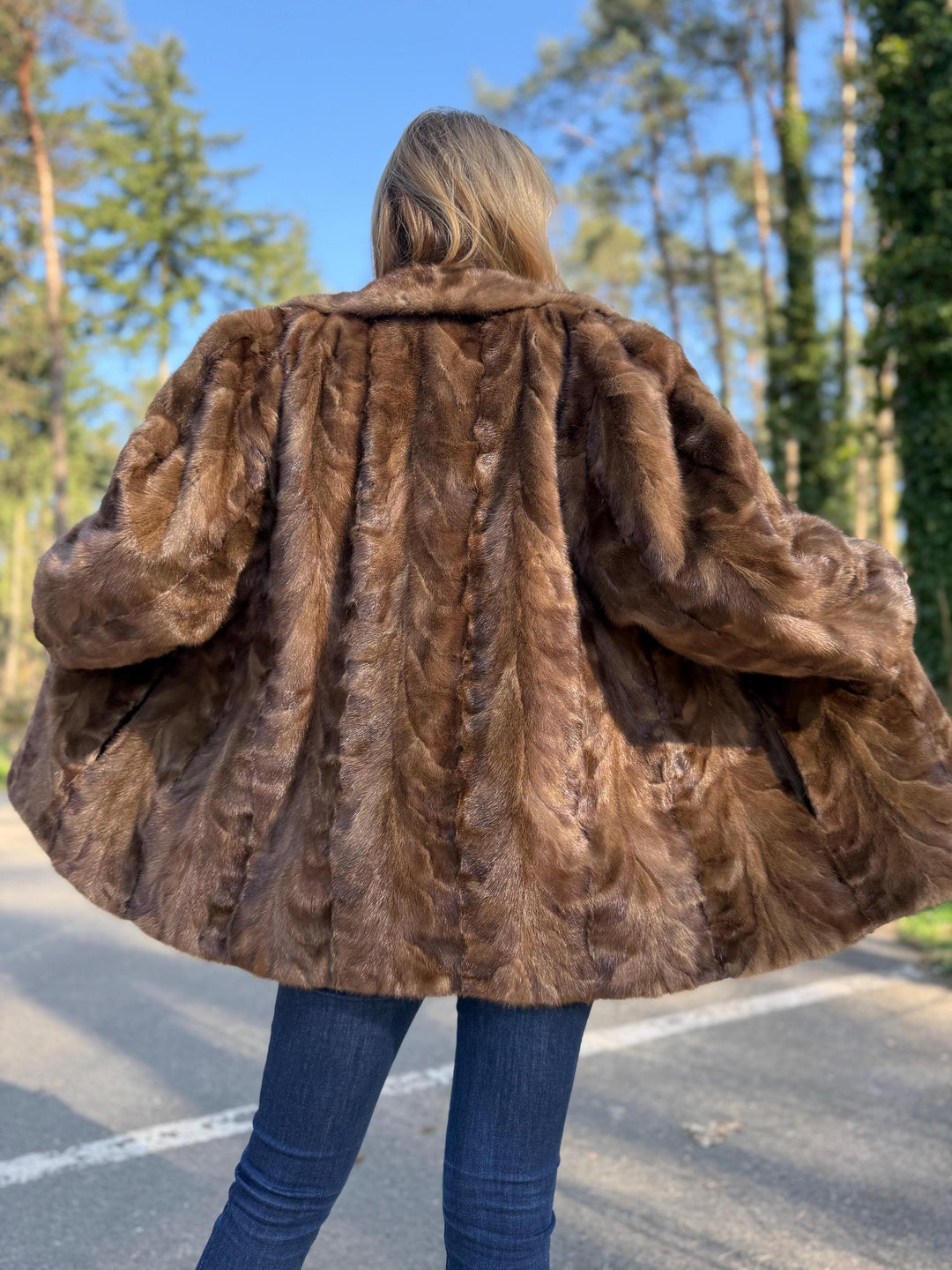 Large Pastel Mink Fur Jacket, Made of Mink Fur Pieces, Light Soft Mink Fur, Classic Vintage Style, Warm and Elegant, Luxurious Feel, Thick