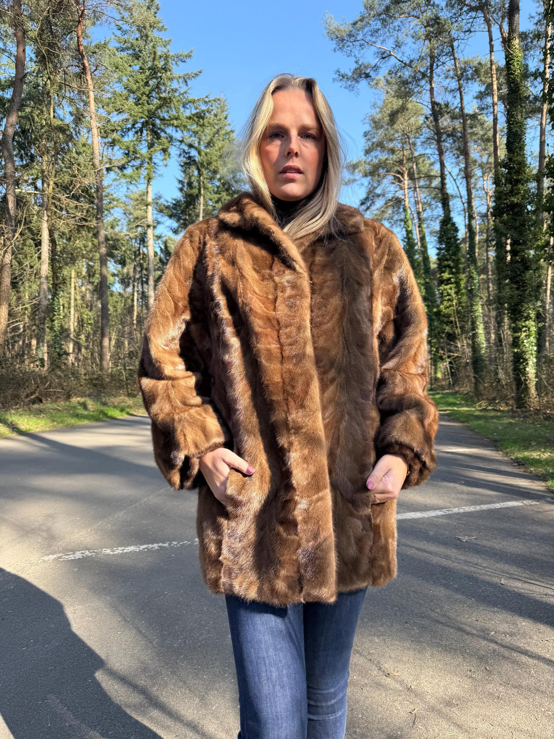 Large Pastel Mink Fur Jacket, Made of Mink Fur Pieces, Light Soft Mink Fur, Classic Vintage Style, Warm and Elegant, Luxurious Feel, Thick