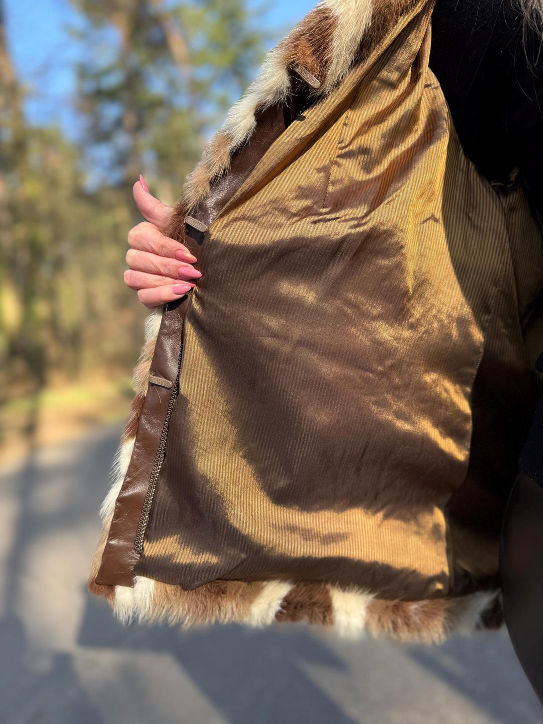Colorful Beige White Mink Fur Jacket with Hoodie, Medium Size, Real Mink Fur, Cross Mink Design, Soft and Thick Fur, Luxurious Unique Style