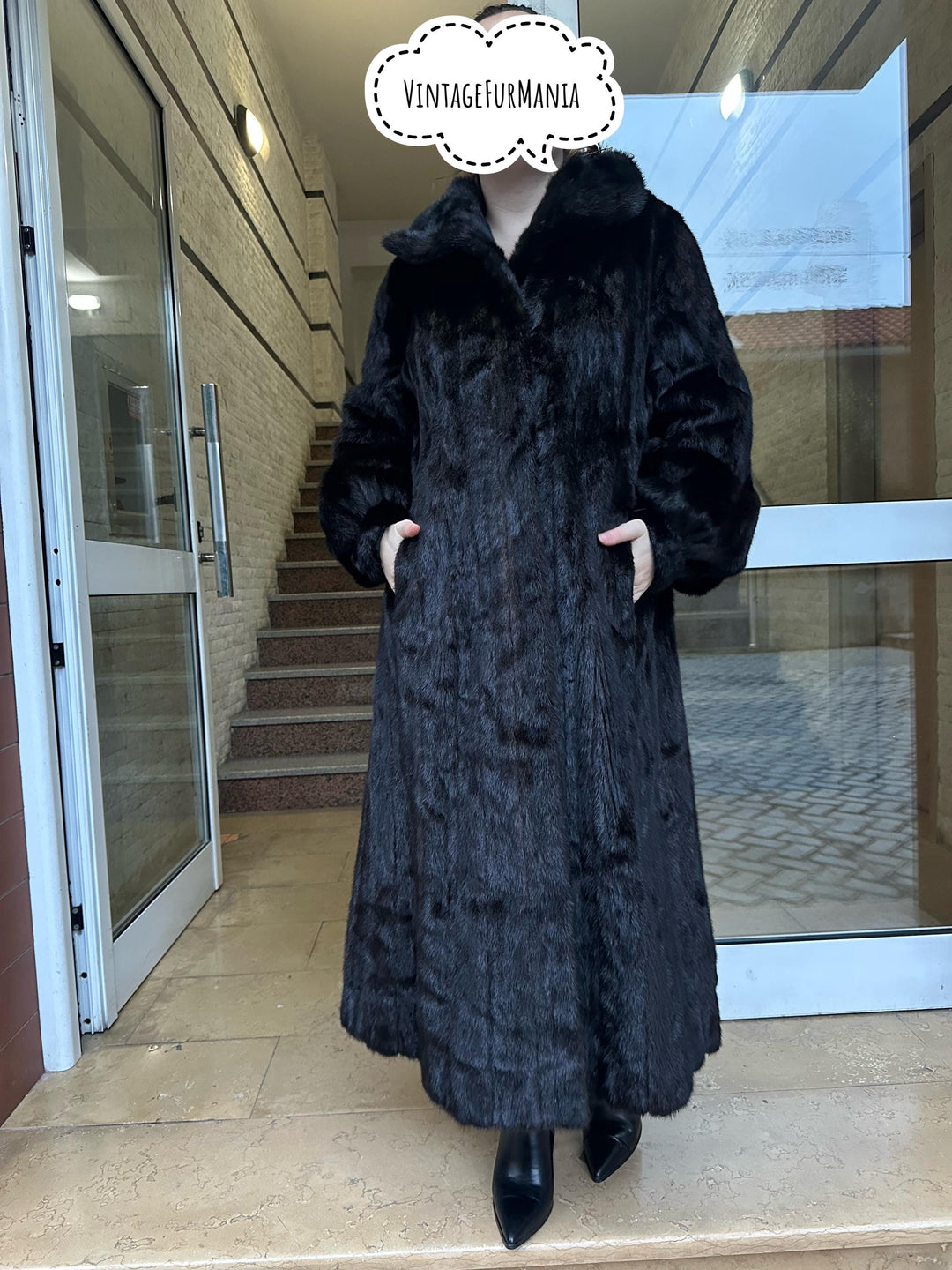 Blackglama Mink Coat – Genuine Dark Brown Real Fur – Large Size Luxury Fur Coat – Soft & Warm Vintage Mink Jacket – Elegant Women’s Winter