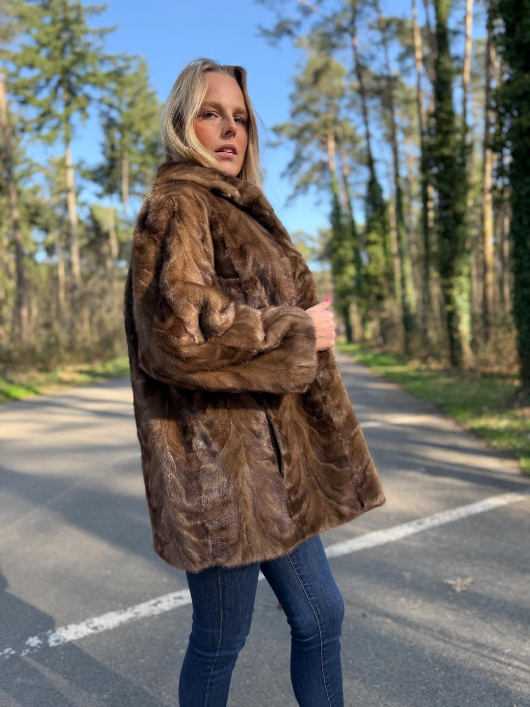 Large Pastel Mink Fur Jacket, Made of Mink Fur Pieces, Light Soft Mink Fur, Classic Vintage Style, Warm and Elegant, Luxurious Feel, Thick