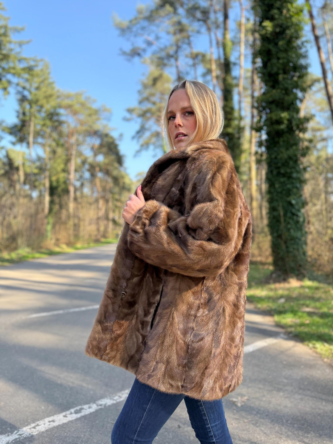 Large Pastel Mink Fur Jacket, Made of Mink Fur Pieces, Light Soft Mink Fur, Classic Vintage Style, Warm and Elegant, Luxurious Feel, Thick