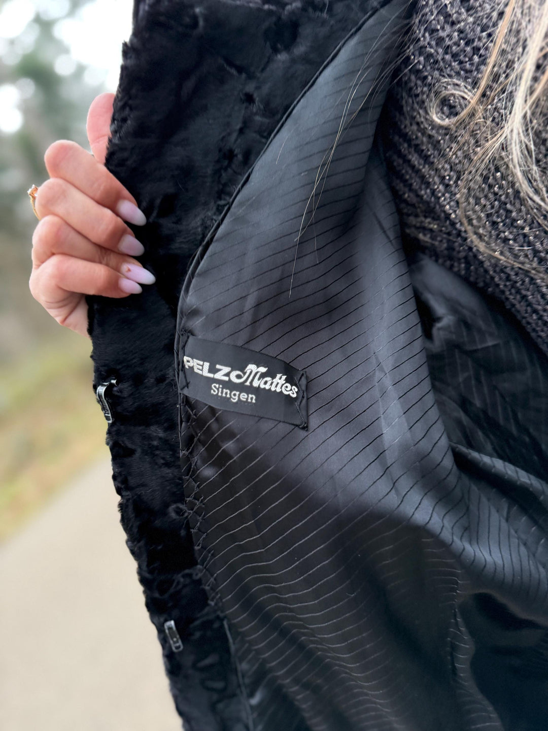 Black Swakara Astrakhan Jacket, Large Size, Genuine Astrakhan Fur with Leather, Classic & Elegant Style, Womens Fur Jacket, Vintage Fur Coat