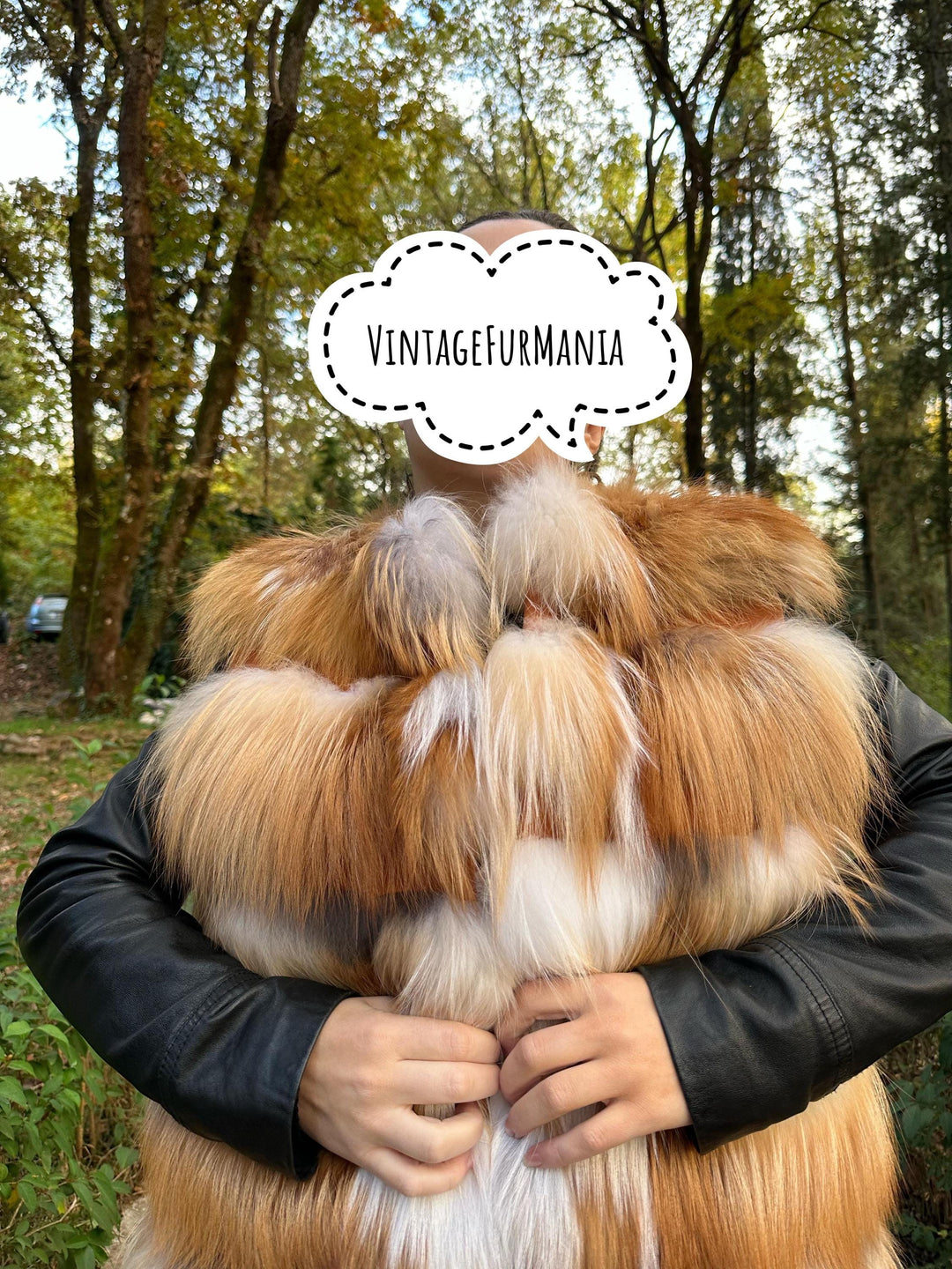 Canadian Red Fox Vest in Orange and White, Small Size, Made in Greece, Designer Lining, Luxurious and Eye-Catching, Soft and Fluffy Real Fur