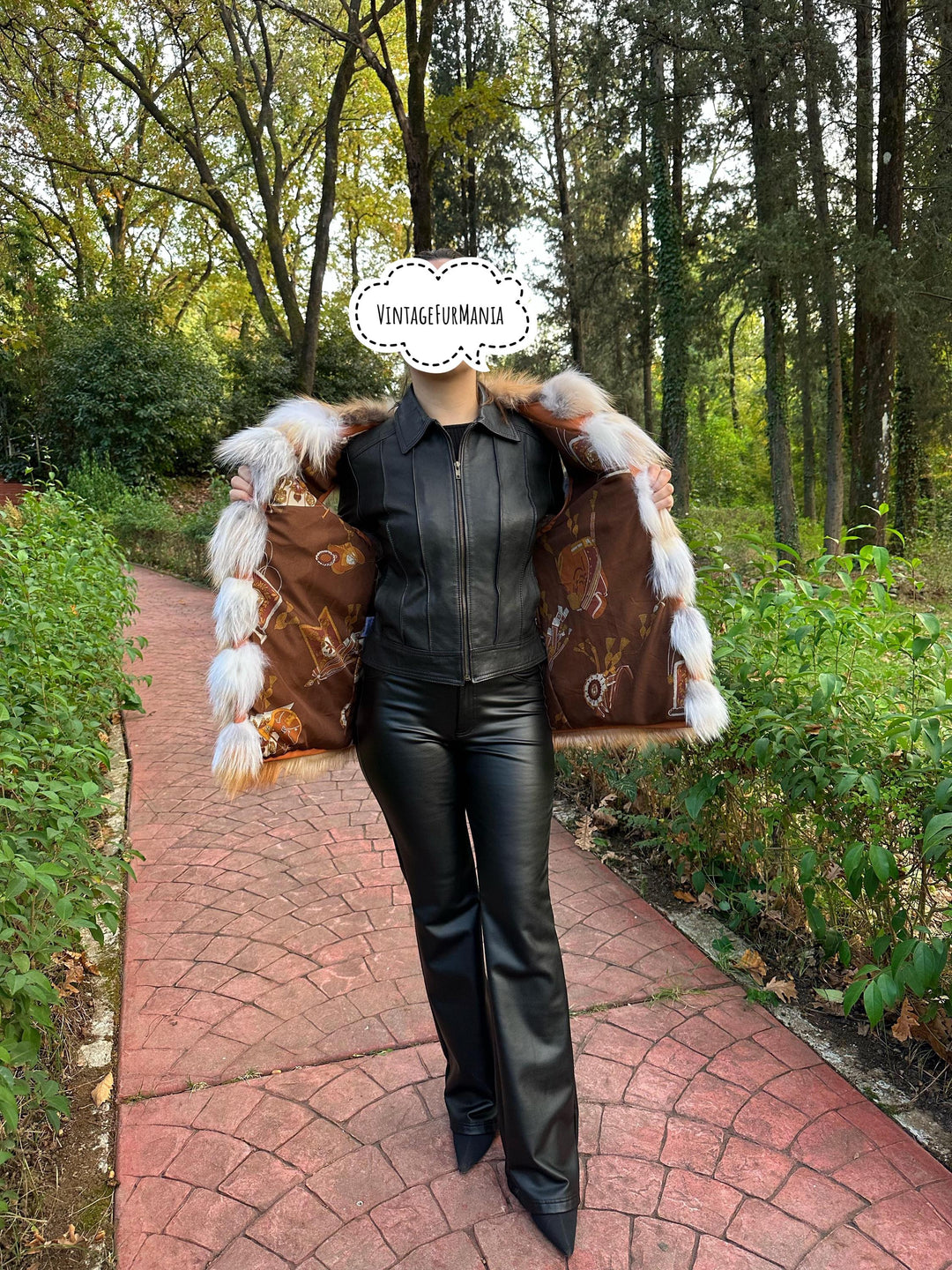Canadian Red Fox Vest in Orange and White, Small Size, Made in Greece, Designer Lining, Luxurious and Eye-Catching, Soft and Fluffy Real Fur