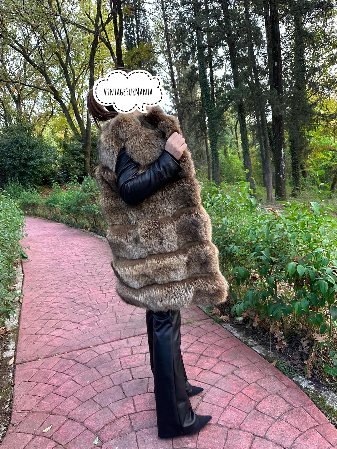 Fox Fur Vest in Silver Brown Color, Medium & Small Size, Very Soft and Fluffy Fur, Made in Greece, Luxurious and Elegant Women's Outerwear