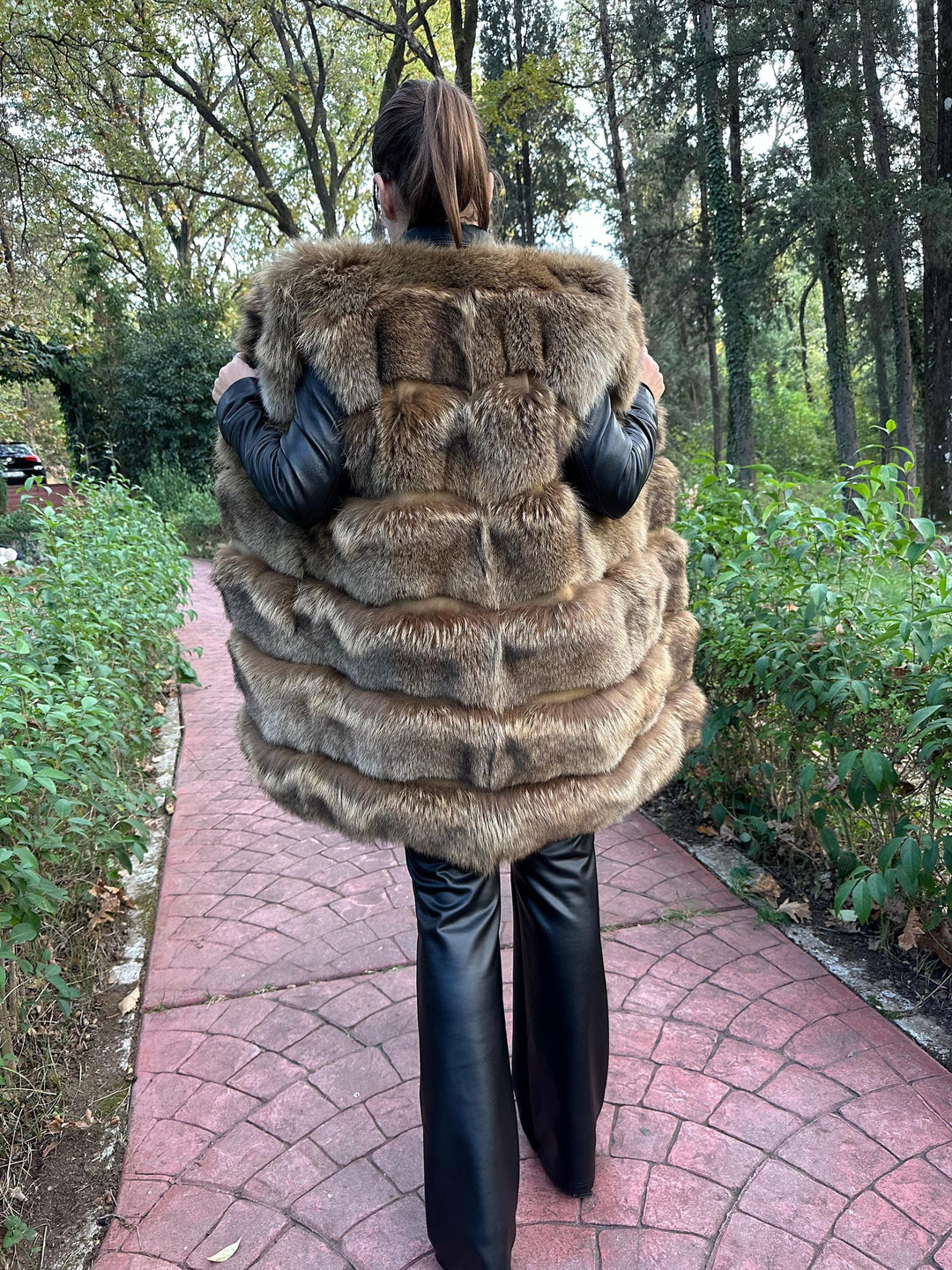 Fox Fur Vest in Silver Brown Color, Medium & Small Size, Very Soft and Fluffy Fur, Made in Greece, Luxurious and Elegant Women's Outerwear