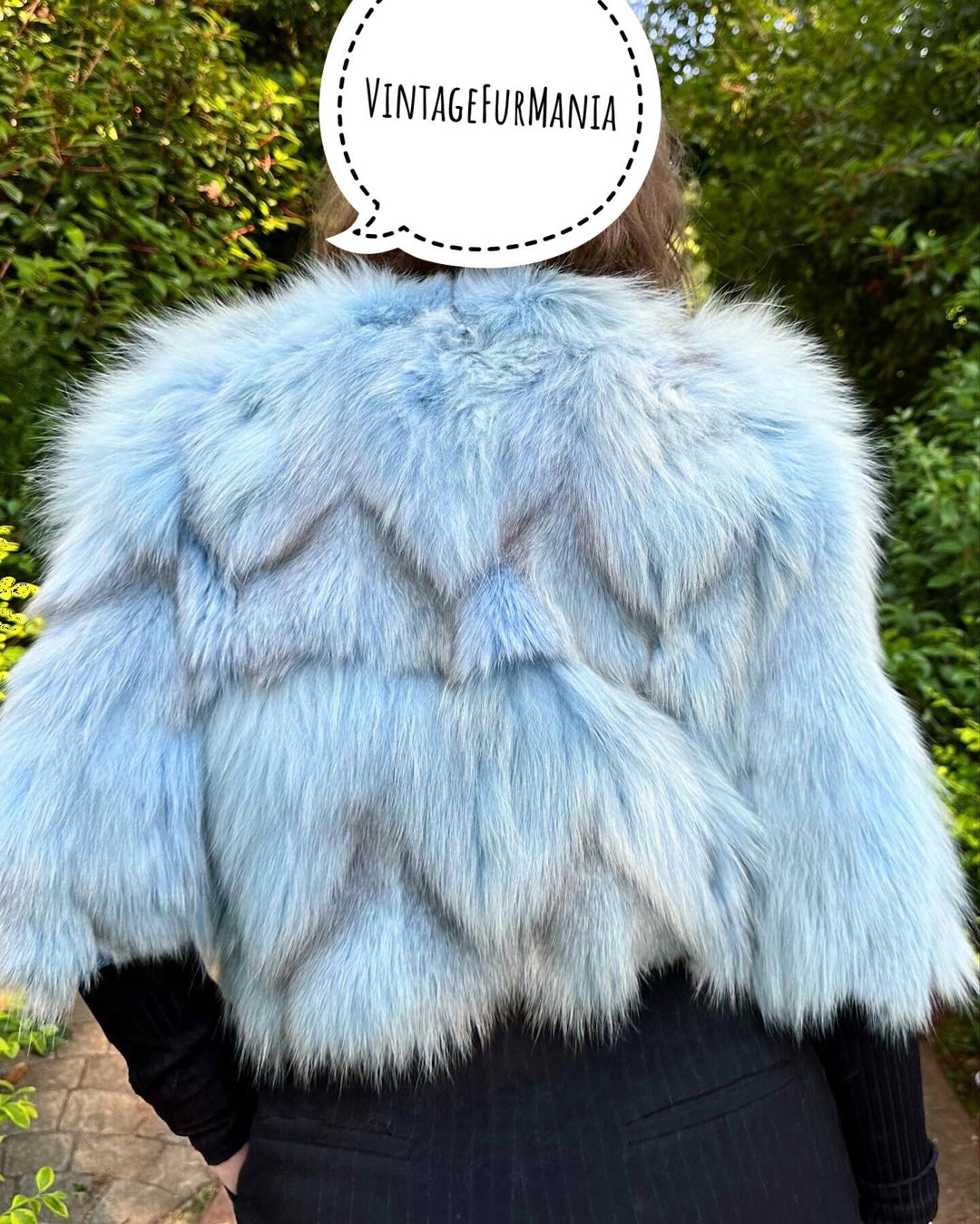 Dyed Golden Island fox fur jacket, XS short fox fur jacket, real fur jacket, fox fur jacket, blue fox fur jacket, vintage jacket, fur coat