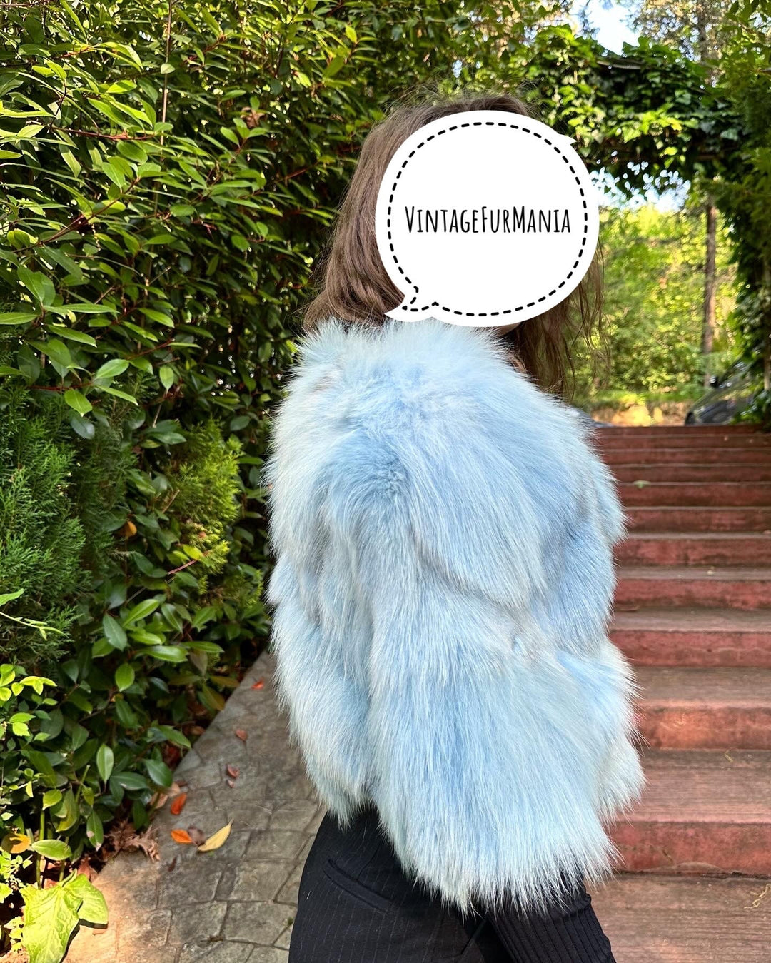 Dyed Golden Island fox fur jacket, XS short fox fur jacket, real fur jacket, fox fur jacket, blue fox fur jacket, vintage jacket, fur coat