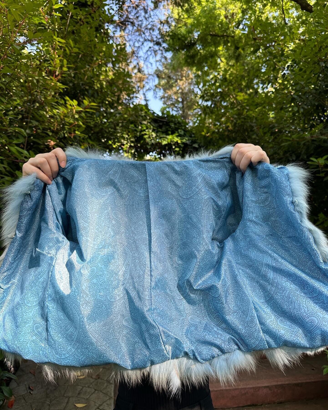 Dyed Golden Island fox fur jacket, XS short fox fur jacket, real fur jacket, fox fur jacket, blue fox fur jacket, vintage jacket, fur coat