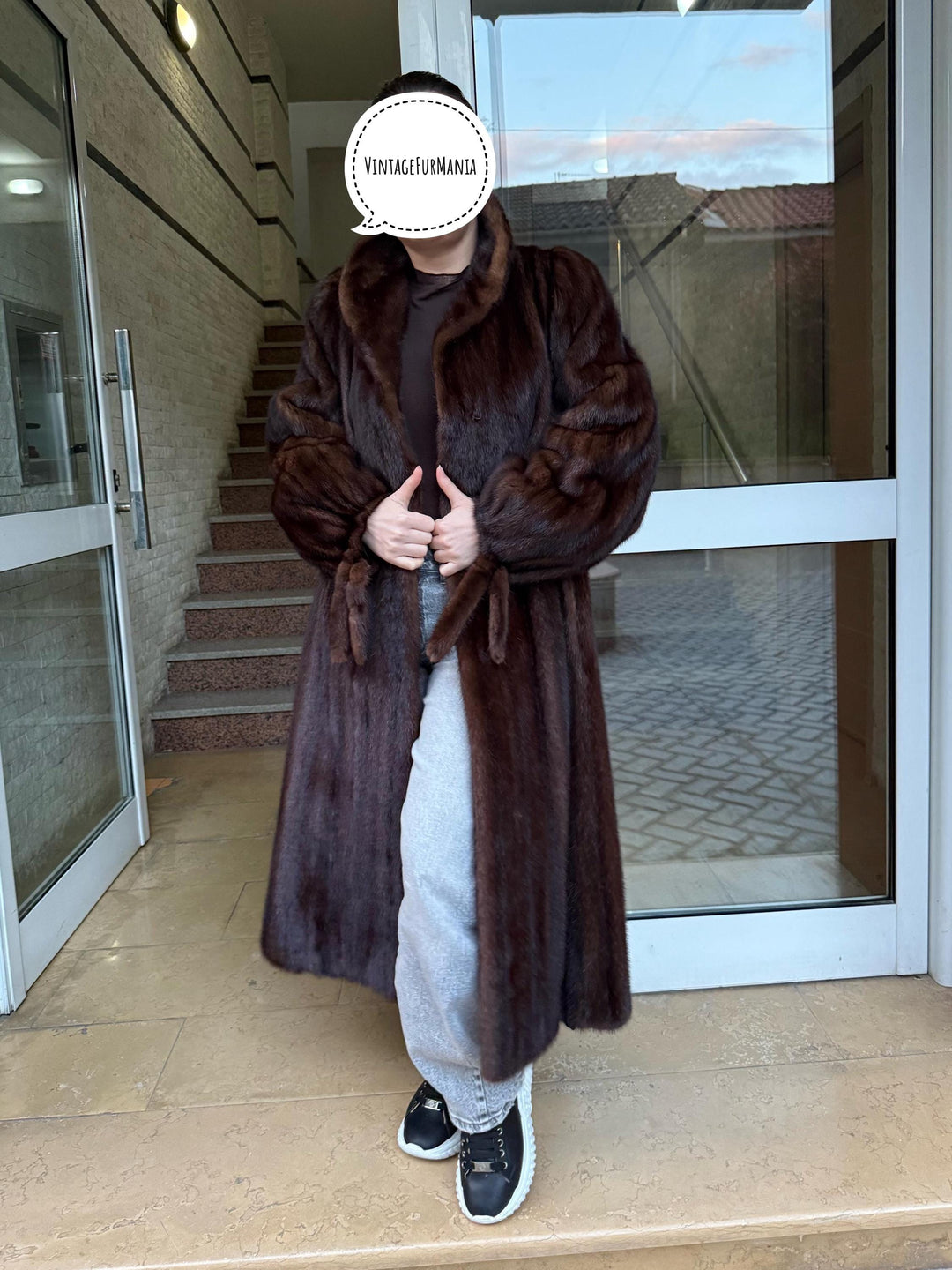 Long Mink Fur Coat, Medium Size, Brown Mink Fur Coat, Real Mink Fur, Vintage Fur Coat, Women's Fur Coat, Mink Fur Coat, Full-Length Fur Coat