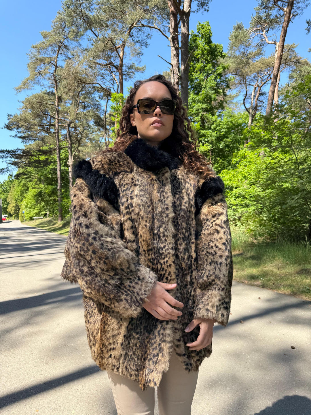 Rabbit Fur Lynx Printed, Large Size, Lynx Fur Jacket, Rabbit Fur Coat, Fur Coat, Womens Fur Jacket, Real Fur Coat, Lynx Fur Coat, Rabbit Fur