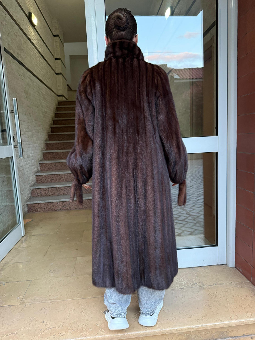 Long Mink Fur Coat, Medium Size, Brown Mink Fur Coat, Real Mink Fur, Vintage Fur Coat, Women's Fur Coat, Mink Fur Coat, Full-Length Fur Coat